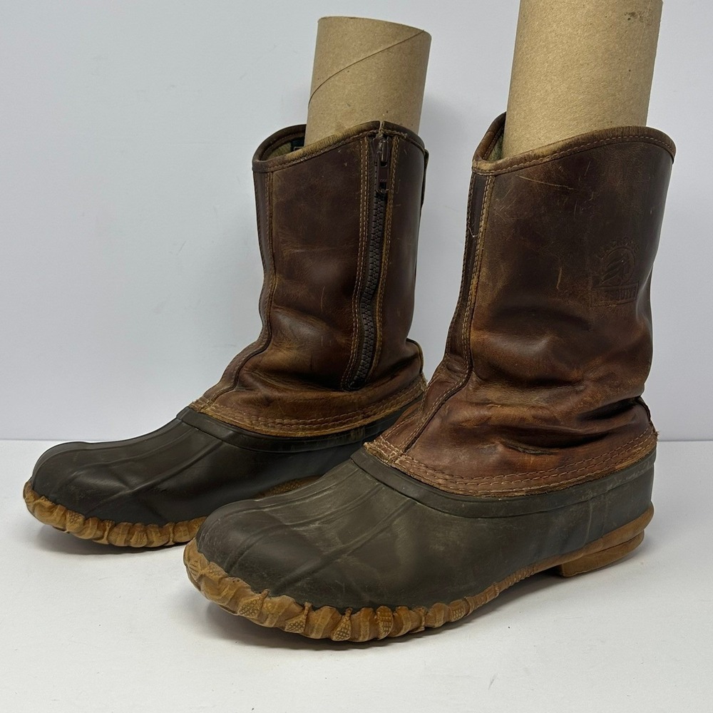 LaCrosse Mesquite Brown Leather Rubber Duck Boots Thinsulate Insulated‎ Side Zip